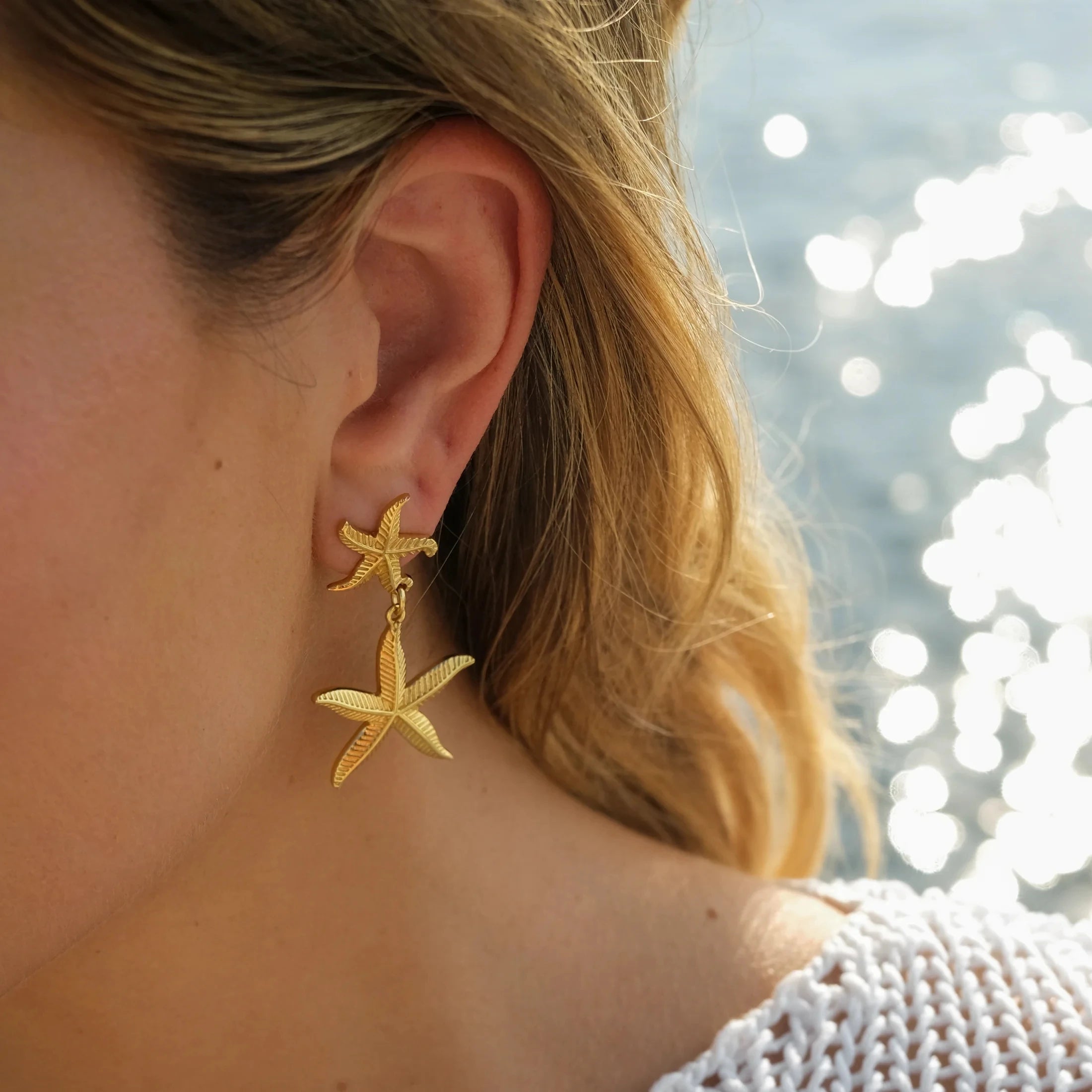 Stella Double Drop Starfish Earrings