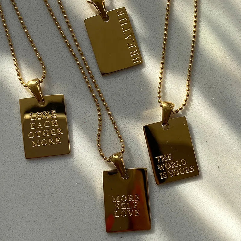 Self-Love Engraved Plaque Necklaces