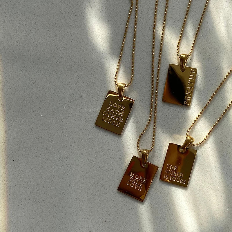 Self-Love Engraved Plaque Necklaces