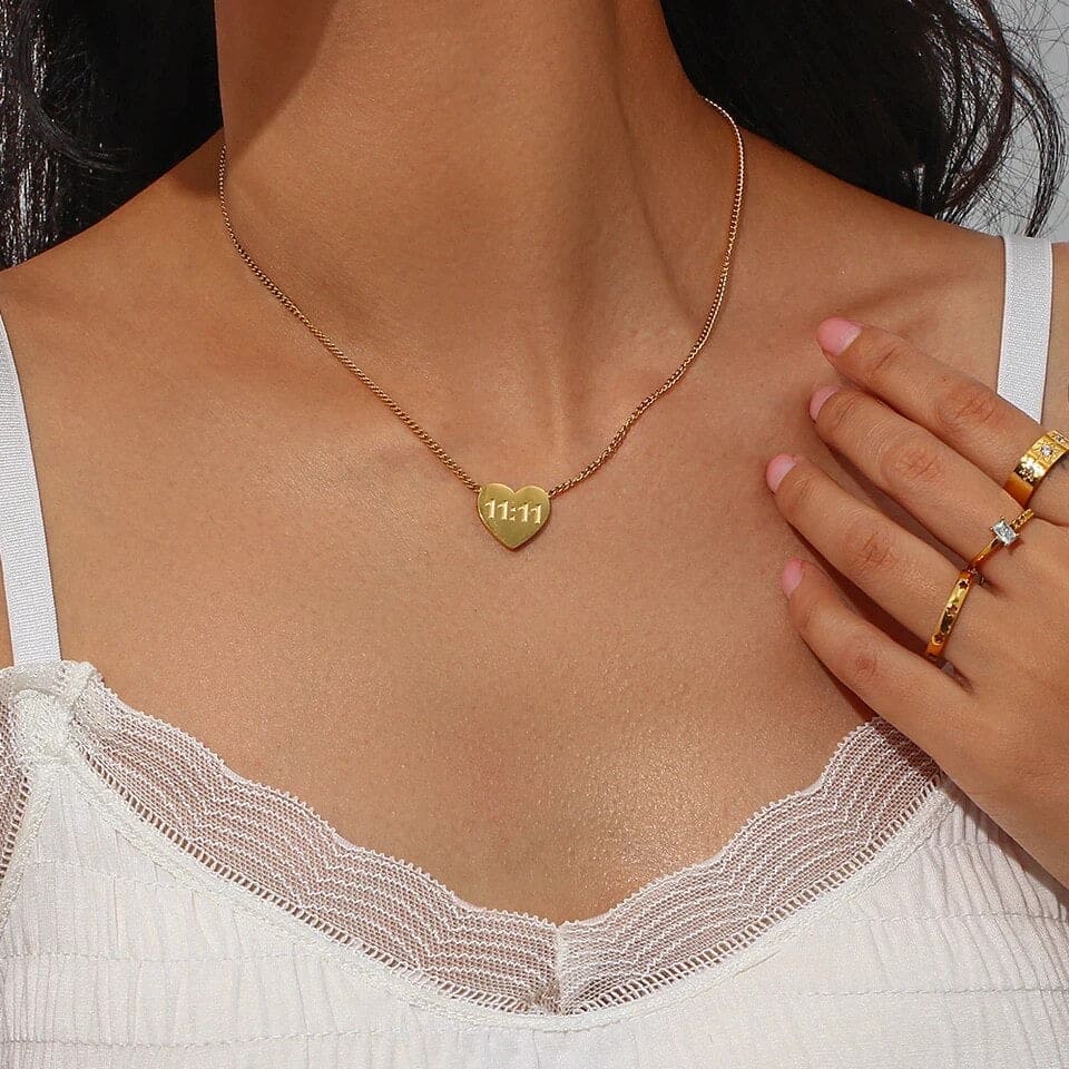 11:11 Angel Number Heart Shape Necklace - Bad Mystic