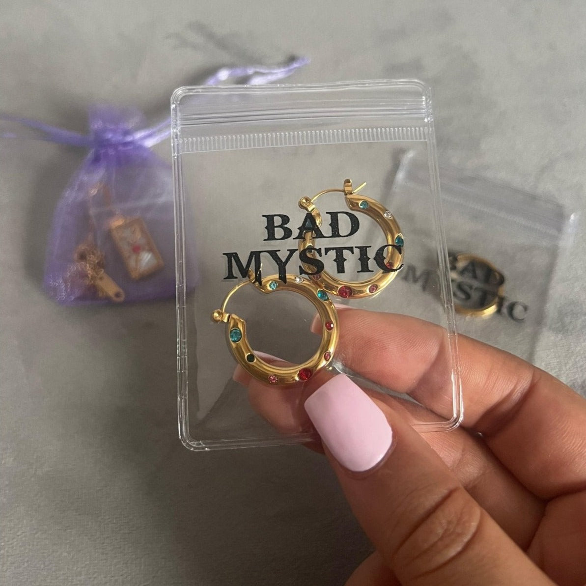 Juni Gem Stone Hoop Earrings - Bad Mystic