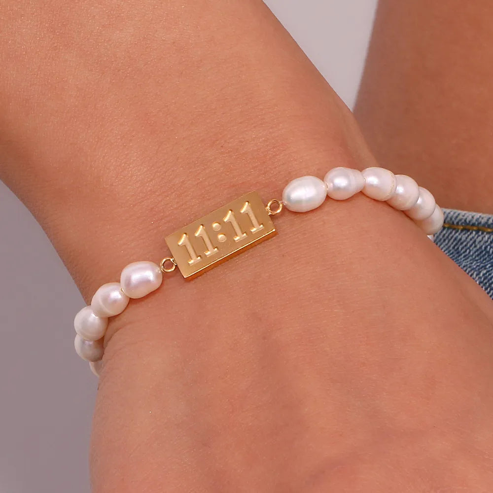 11:11 Angel Number Freshwater Pearl Bracelet - Bad Mystic