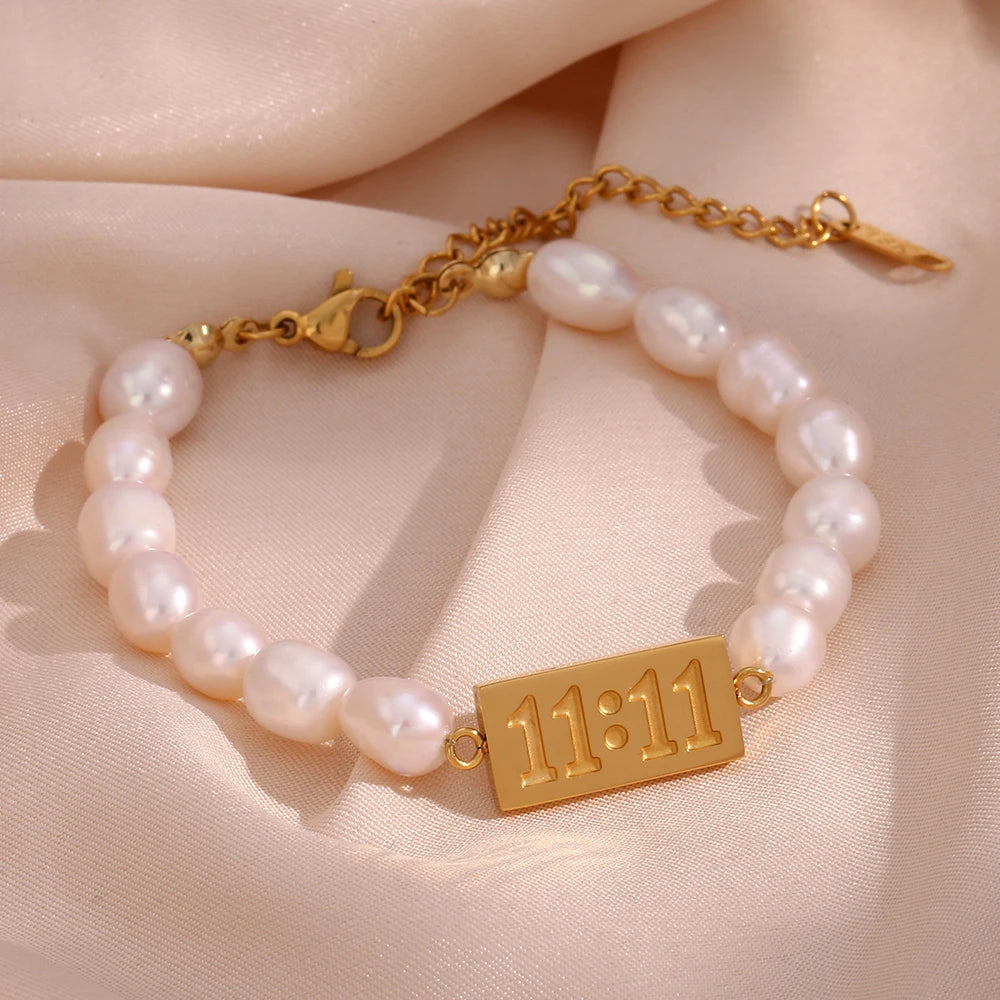 11:11 Angel Number Freshwater Pearl Bracelet - Bad Mystic