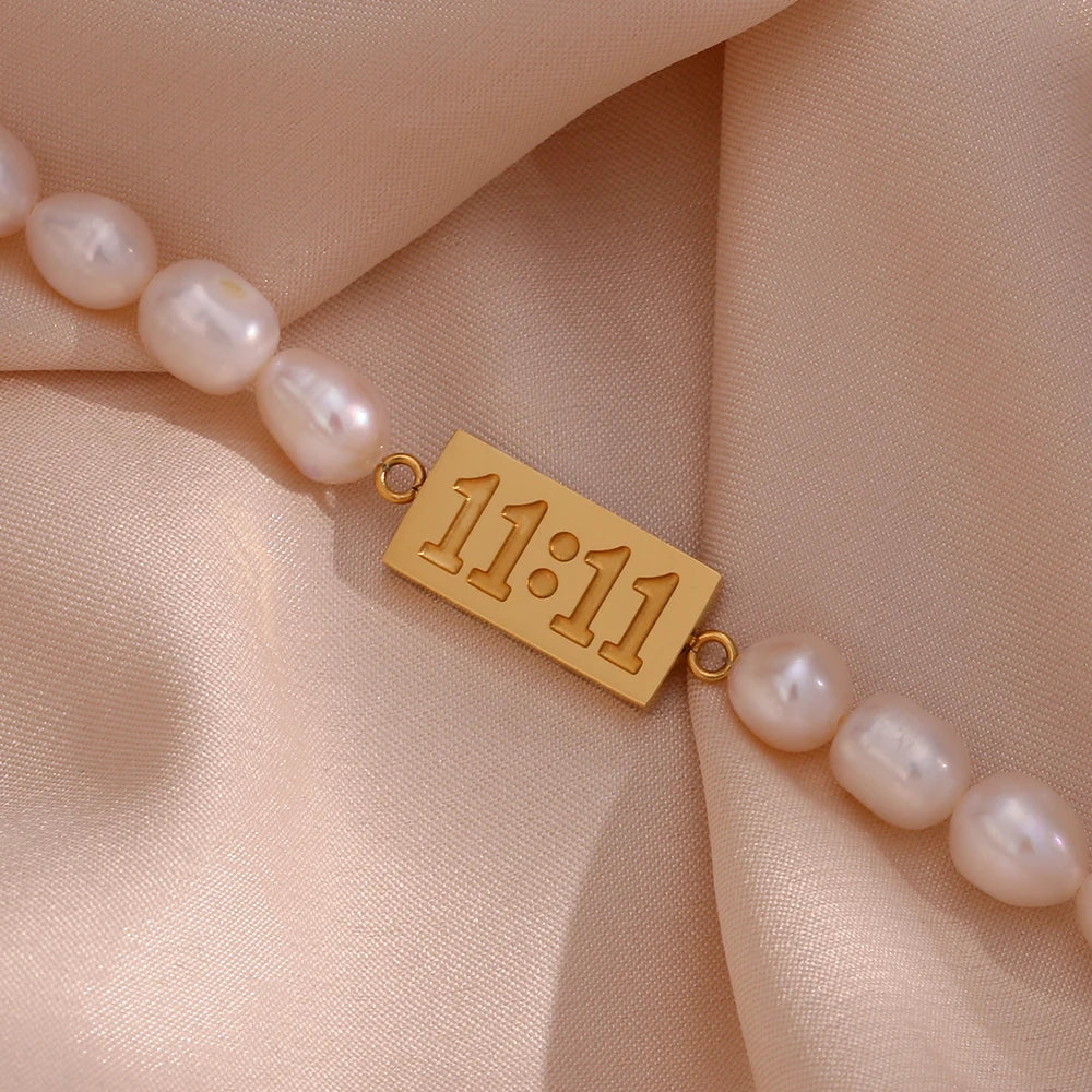 11:11 Angel Number Freshwater Pearl Bracelet - Bad Mystic