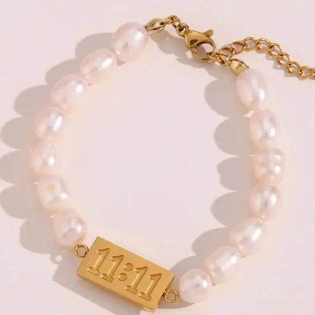 11:11 Angel Number Freshwater Pearl Bracelet - Bad Mystic