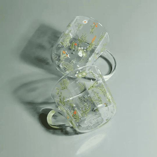 Flora Flower Print Glass Mugs - Bad Mystic