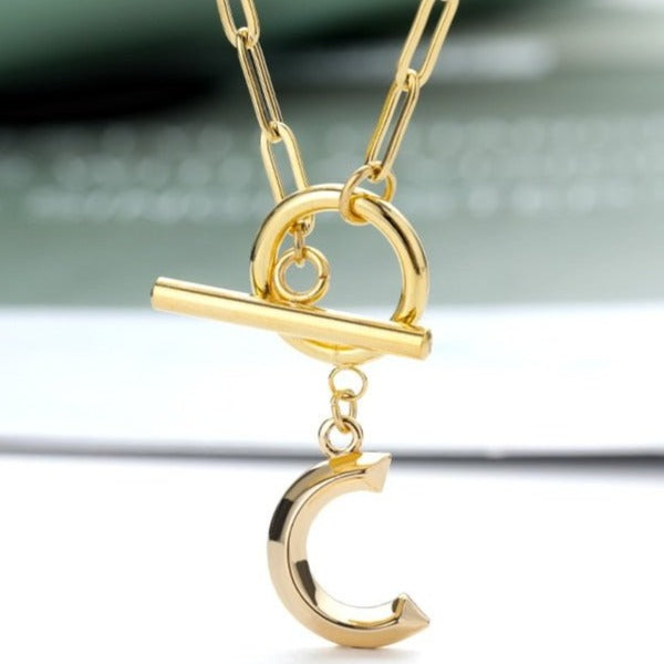 Toggle Clasp Initial Necklace - Bad Mystic