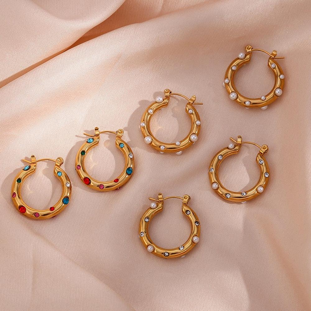 Juni Gem Stone Hoop Earrings - Bad Mystic