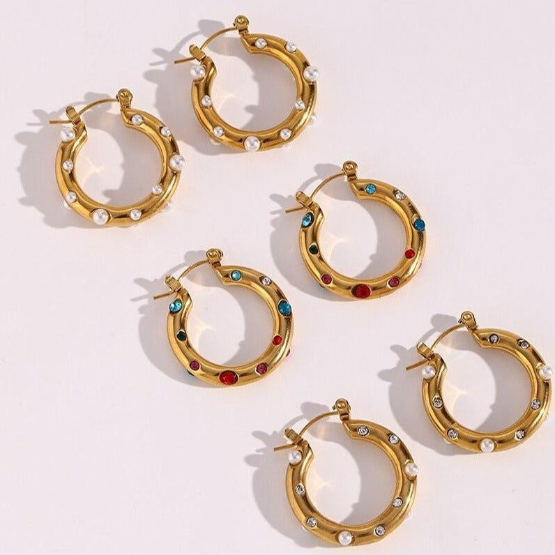 Juni Gem Stone Hoop Earrings - Bad Mystic