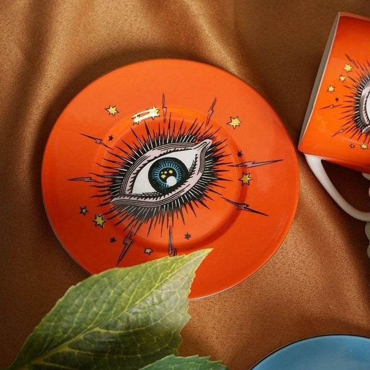 Eye Mug Coffee Cup Dish Set Ceramic - Bad Mystic