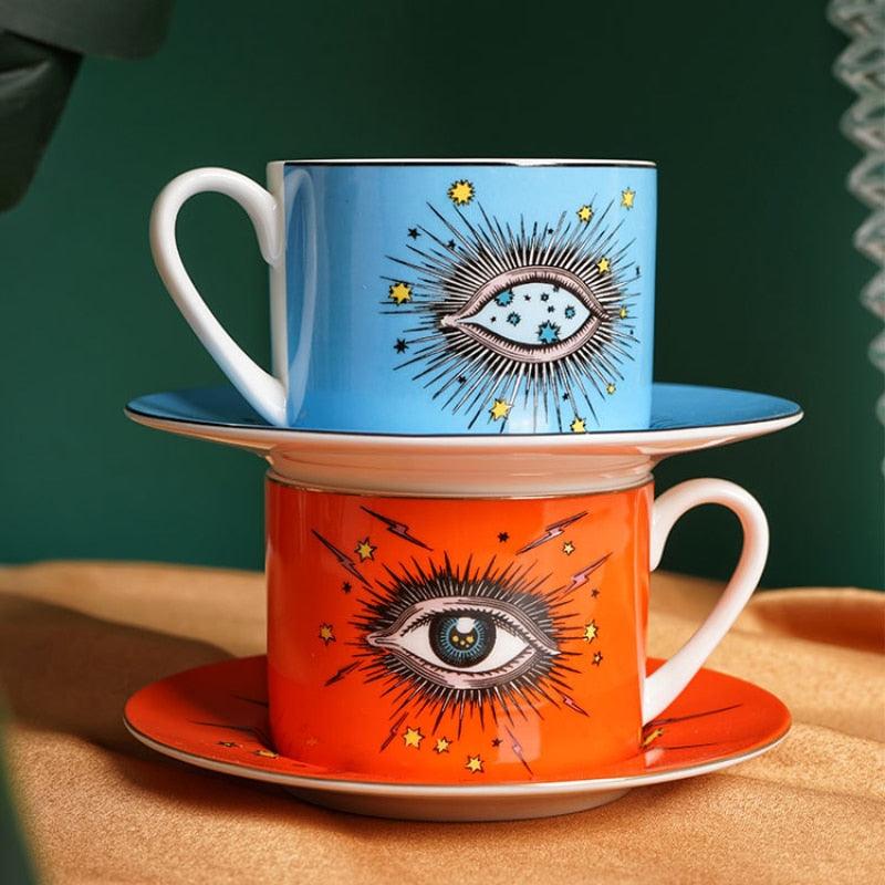Eye Mug Coffee Cup Dish Set Ceramic - Bad Mystic