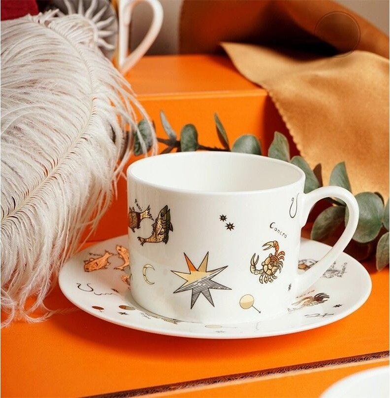 Zodiac Gold Plated Coffee Mug and Saucer Set - Bad Mystic