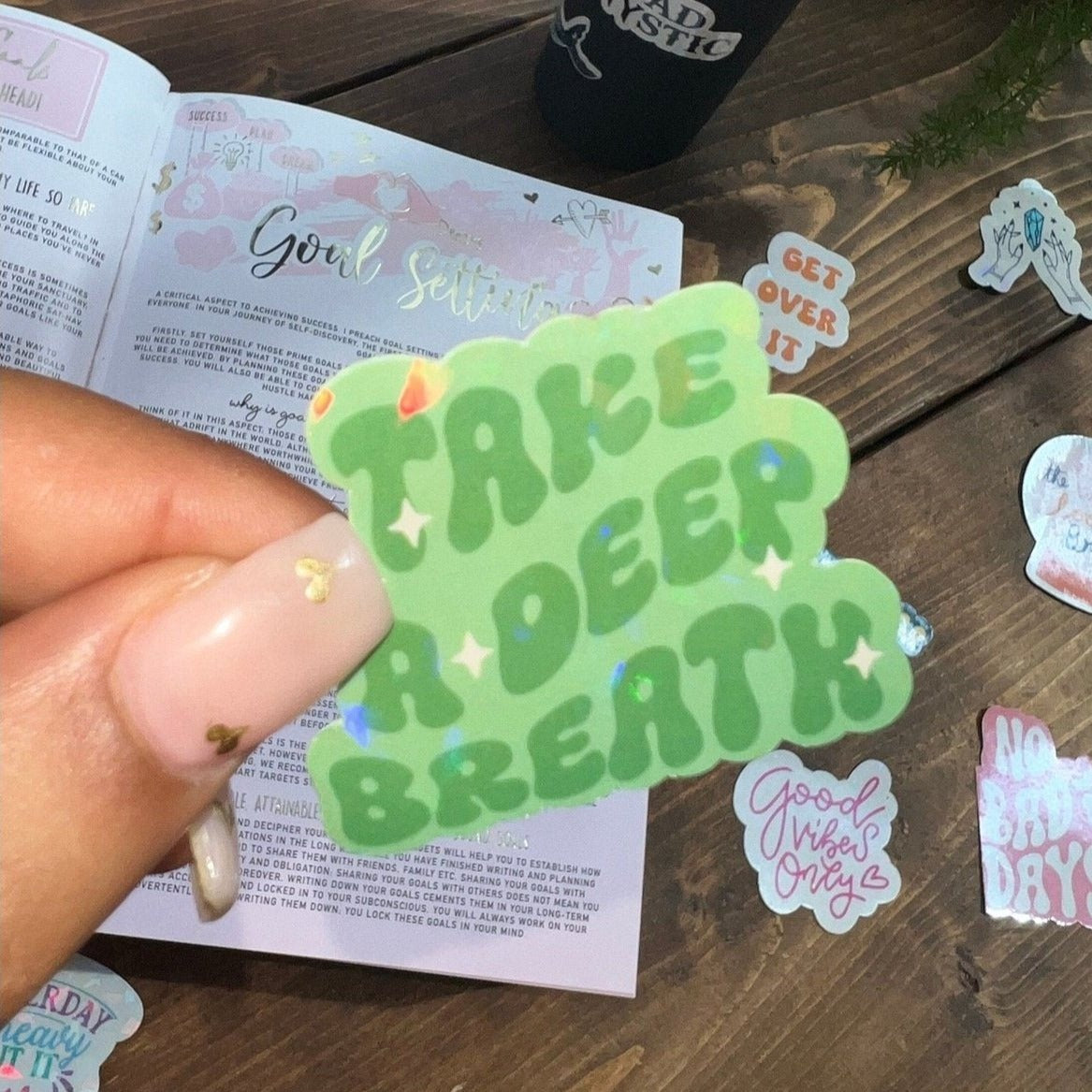 Take A Deep Breath Glitter Sticker | Optimistic, Fortune Teller, Mystical Stickers For Journalling and Laptop Decals - Bad Mystic