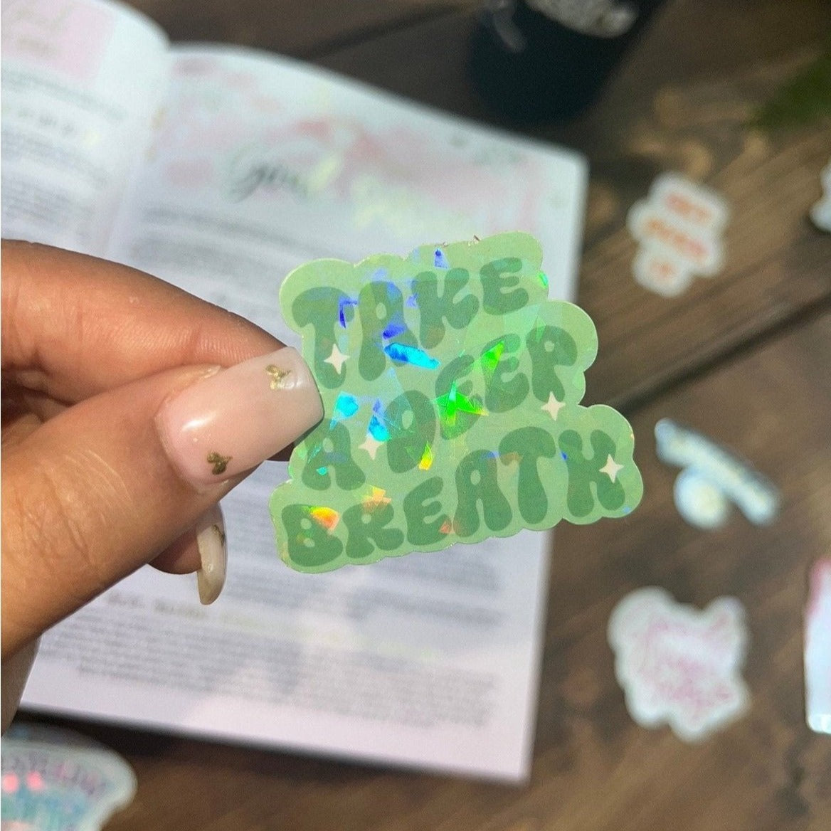 Take A Deep Breath Glitter Sticker | Optimistic, Fortune Teller, Mystical Stickers For Journalling and Laptop Decals - Bad Mystic