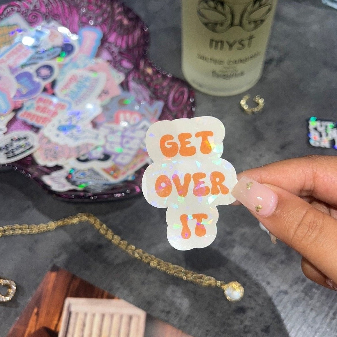 Get Over It Holographic Sticker | Mystical Stickers For Journalling and Laptop Decals - Bad Mystic