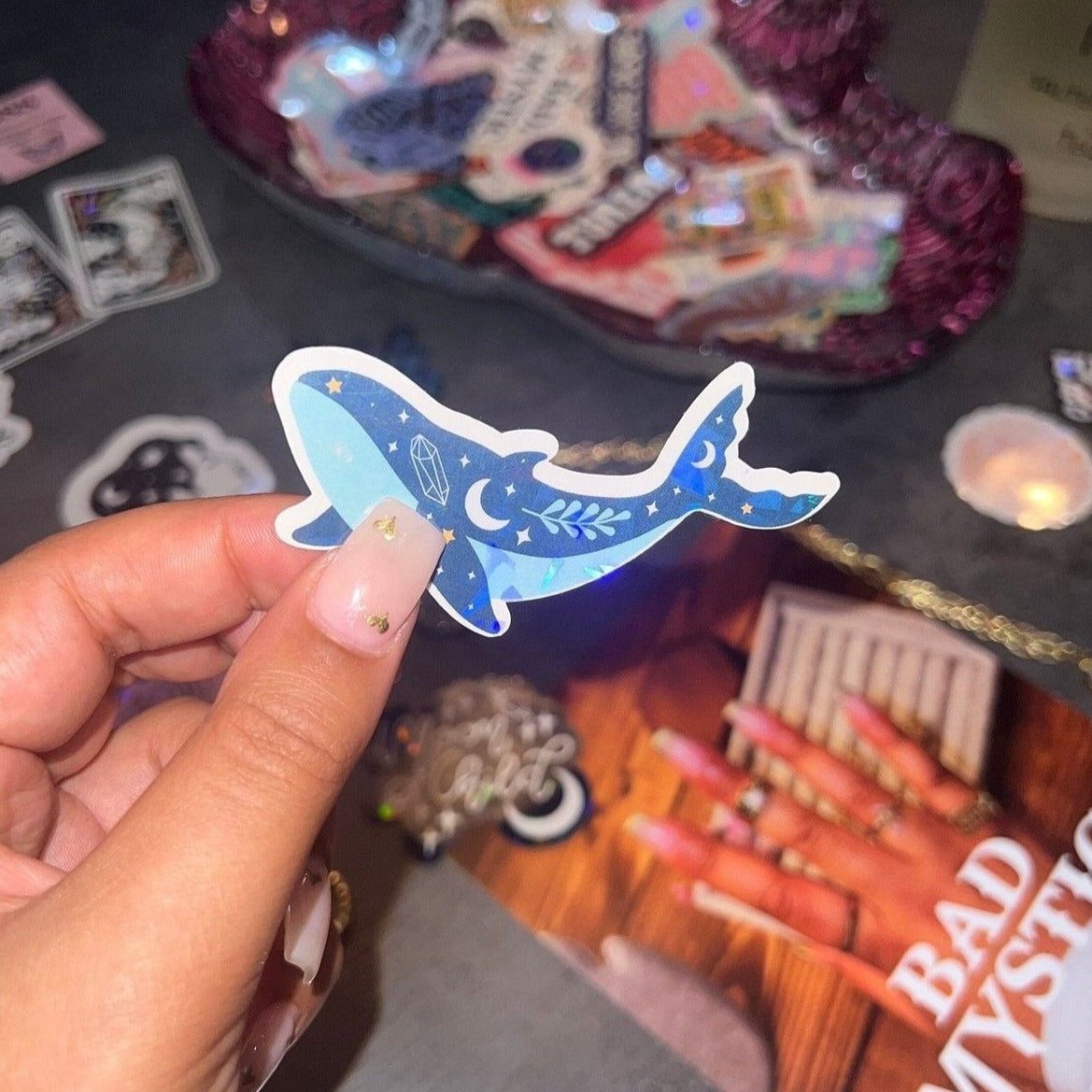 Celestial Whale Holographic Sticker | Mystical Stickers For Journalling and Laptop Decals - Bad Mystic