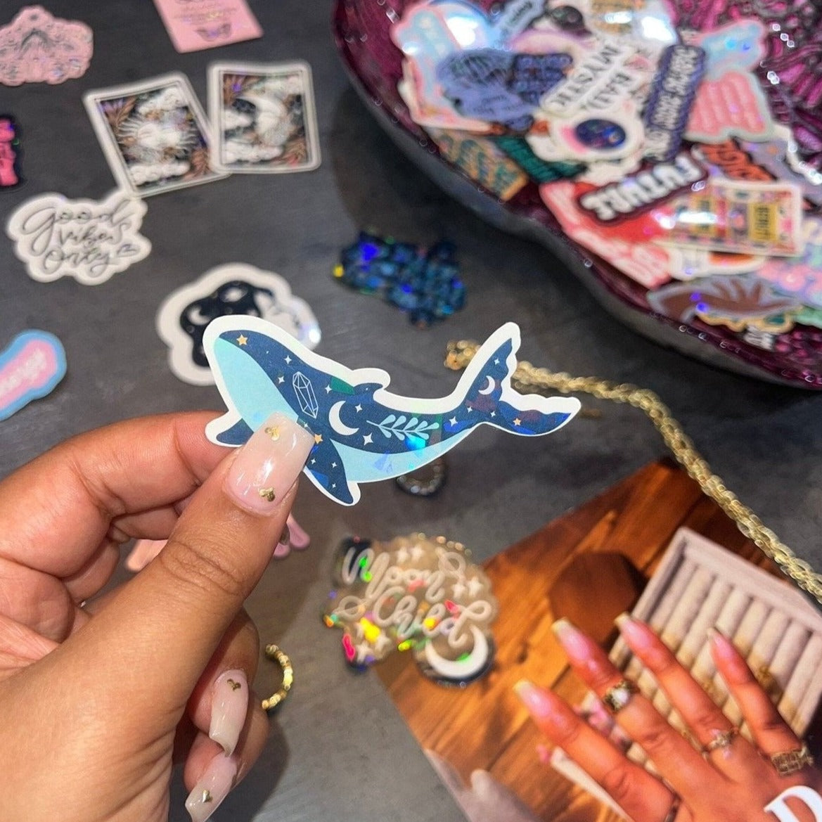 Celestial Whale Holographic Sticker | Mystical Stickers For Journalling and Laptop Decals - Bad Mystic